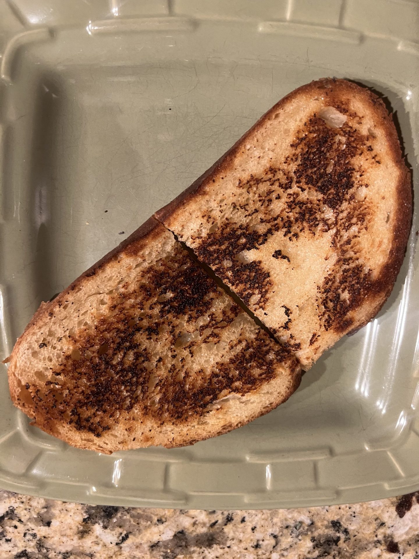 Toasted slices of homemade Italian bread